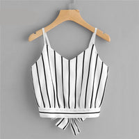 Striped Split Tie Crop Top