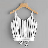 Striped Split Tie Crop Top