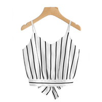 Striped Split Tie Crop Top