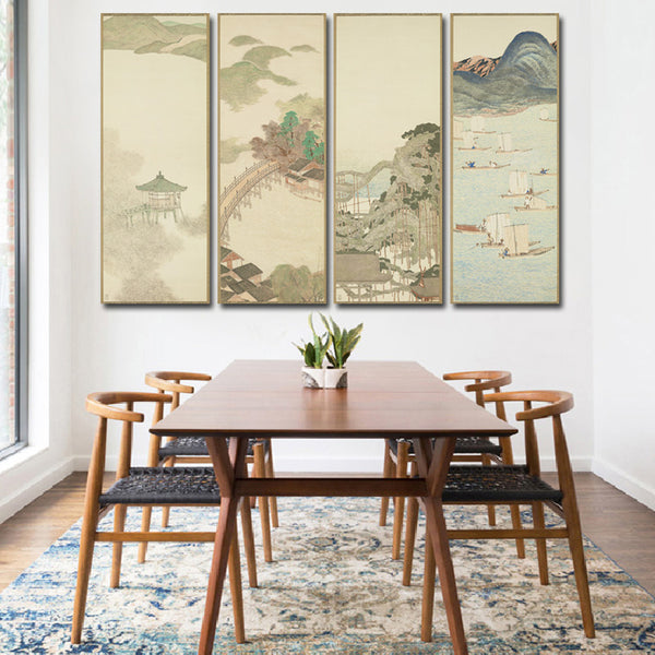 4 Peace Japanese Landscape Canvas Painting