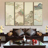 4 Peace Japanese Landscape Canvas Painting