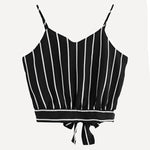 Striped Split Tie Crop Top