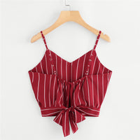 V Neck Striped Cropped Top Bralette